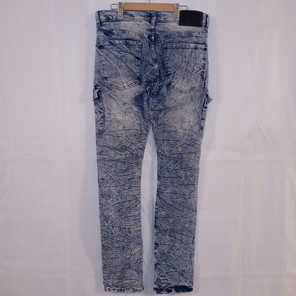 Reason Men's Skinny Jeans - Blue with Multicolor Accents - Picture 5 of 6